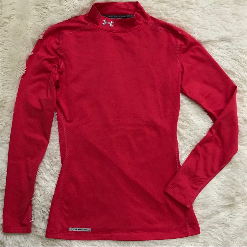 UA ColdGear Pink Mock Neck Long Sleeve Shirt - Picture 2 of 6